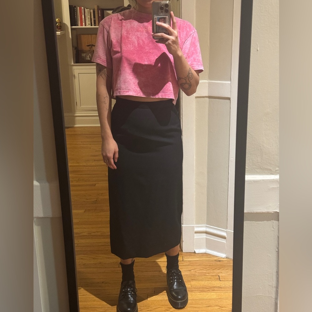 Comme des garçons black wool midi pencil skirt new without tag